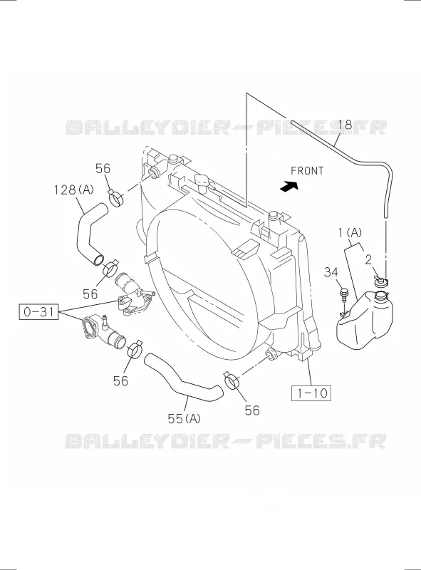 1-11 - FLEXIBLE Radiateur ET SOUS RESERVOIR<br />[111A]RZ4E Isuzu PICK UP 2017 DMAX SPACE CAB 4X2 LONG 1.9L DDI 120kW (163cv) RZ4E-TCX HI-POWER (LNC)