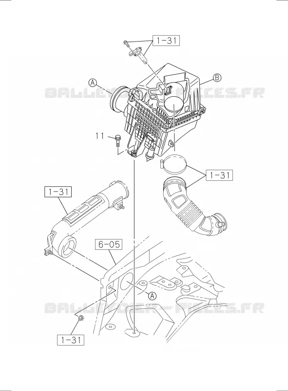 1-30 - Filtre à air<br />[130A]RZ4E; FIXING Isuzu PICK UP 2017 DMAX SPACE CAB 4X2 LONG 1.9L DDI 120kW (163cv) RZ4E-TCX HI-POWER (LNC)