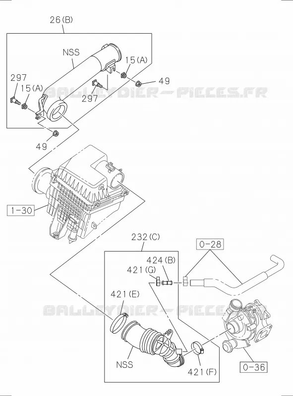 1-31 - Conduite à air<br />[131A]4JA1 Isuzu PICK UP 2017 DMAX SPACE CAB 4X4 LONG 3.0L 4JJ1-TCX (LS0)