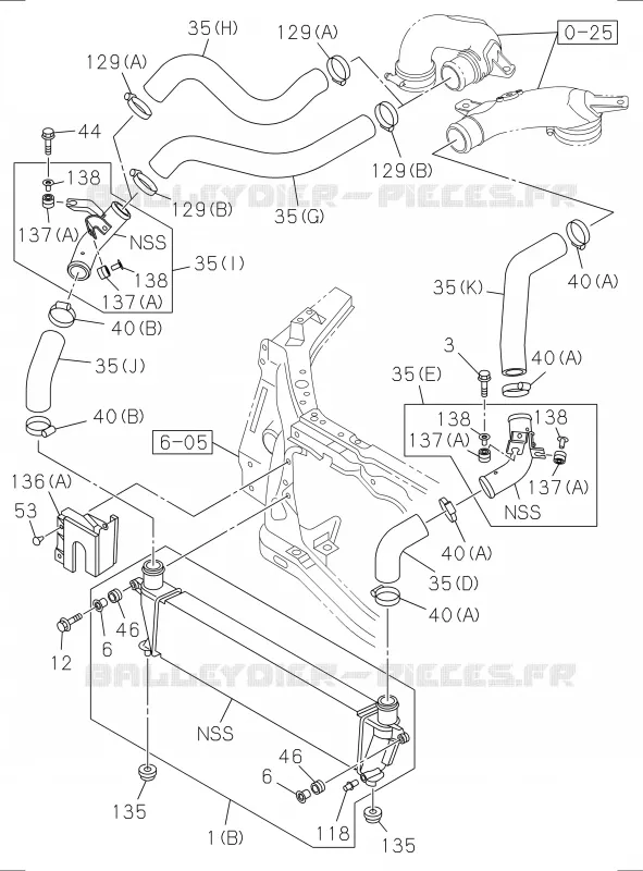 1-35 - Refroidisseur d’air de suralimentation<br />[135A]4JK1-TCX,4JJ1 Isuzu PICK UP 2017 DMAX SPACE CAB 4X2 LONG 1.9L DDI 120kW (163cv) RZ4E-TCX HI-POWER (LNC)