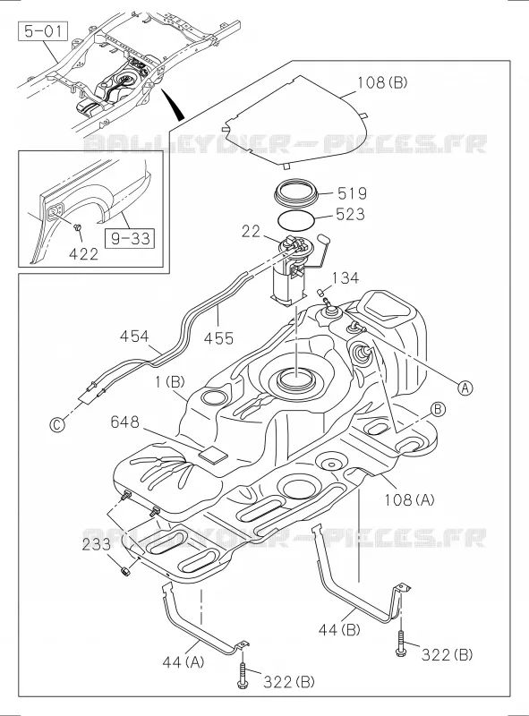 1-40 - Réservoir à carburant<br />[140A]FUEL TANK NO.2 Isuzu PICK UP 2017 DMAX SPACE CAB 4X4 LONG 3.0L 4JJ1-TCX (LS0)