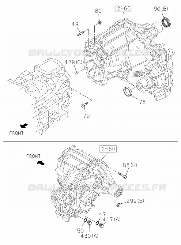 2-20A - Ensemble boîte de vitesses manuelle et carter M/T<br />[220A]4X4 Isuzu PICK UP 2017 DMAX SPACE CAB 4X2 LONG 1.9L DDI 120kW (163cv) RZ4E-TCX HI-POWER (LNC)