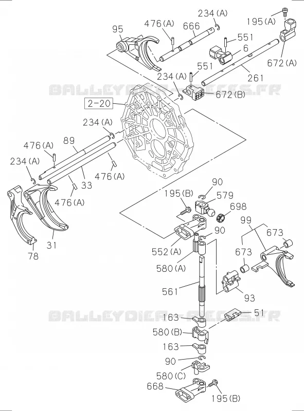 2-30 - Ensemble changement de vitesse et sélecteur M/T<br />[230A]M/T MUX; GEAR SHIFTER Isuzu PICK UP 2017 DMAX SPACE CAB 4X2 LONG 1.9L DDI 120kW (163cv) RZ4E-TCX HI-POWER (LNC)