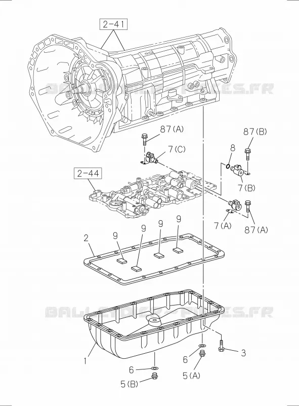 2-42 - Carter huile boîte de vitesses automatique et commande huile A/T<br />[242B]A/T 5 SPEED Isuzu PICK UP 2017 DMAX SPACE CAB 4X2 LONG 1.9L DDI 120kW (163cv) RZ4E-TCX HI-POWER (LNC)