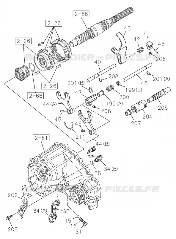 2-62 - CARTER Boîte de transfert ET LEVIER DE PASSAGE<br />[262A] Isuzu PICK UP 2017 DMAX SPACE CAB 4X2 LONG 1.9L DDI 120kW (163cv) RZ4E-TCX HI-POWER (LNC)