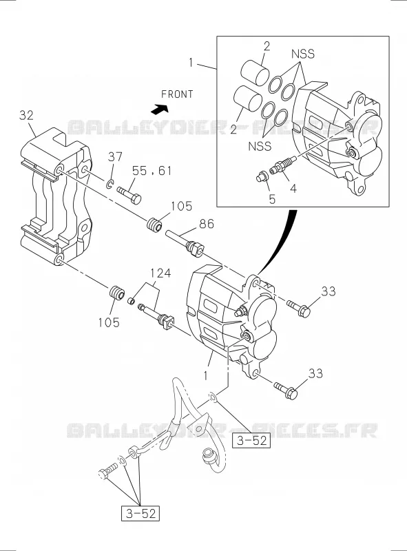 3-02 - Étrier de disque de frein avant<br />[302A]FIXING Isuzu PICK UP 2017 DMAX SPACE CAB 4X2 LONG 1.9L DDI 120kW (163cv) RZ4E-TCX HI-POWER (LNC)