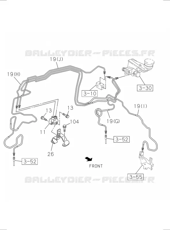3-50 - Tuyau de frein - Huile, maître cylindre<br />[350A]PIPING; EXC.4 WHEEL ANTI LK BRAKE NO.1 Isuzu PICK UP 2017 DMAX SPACE CAB 4X2 LONG 1.9L DDI 120kW (163cv) RZ4E-TCX HI-POWER (LNC)