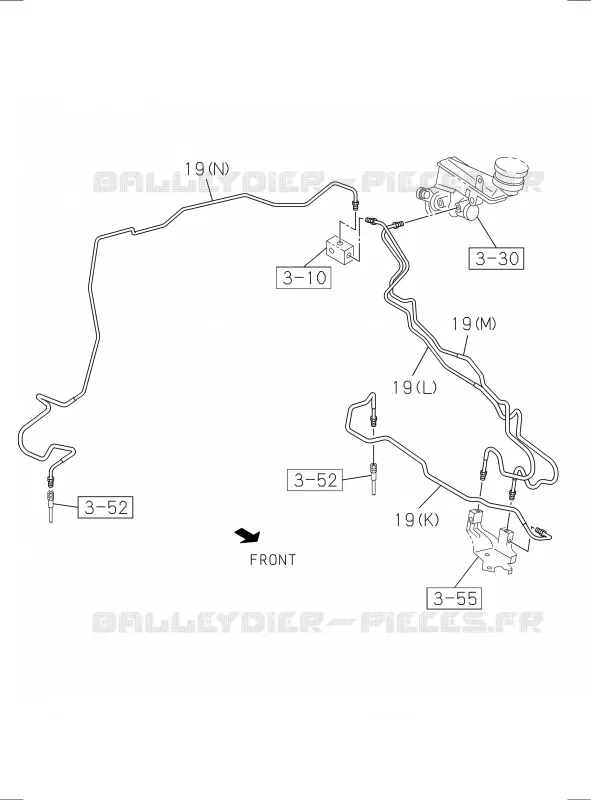 3-50 - Tuyau de frein - Huile, maître cylindre<br />[350A]PIPING; EXC.4 WHEEL ANTI LK BRAKE NO.2 Isuzu PICK UP 2017 DMAX SPACE CAB 4X4 LONG 3.0L 4JJ1-TCX (LS0)