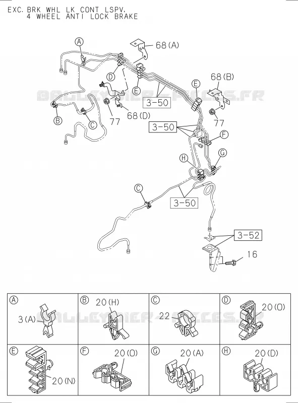 3-58 - Pièces de fixation - Tuyau de frein<br />[358A]BRAKE PIPING; FRONT NO.1 Isuzu PICK UP 2017 DMAX SPACE CAB 4X2 LONG 1.9L DDI 120kW (163cv) RZ4E-TCX HI-POWER (LNC)