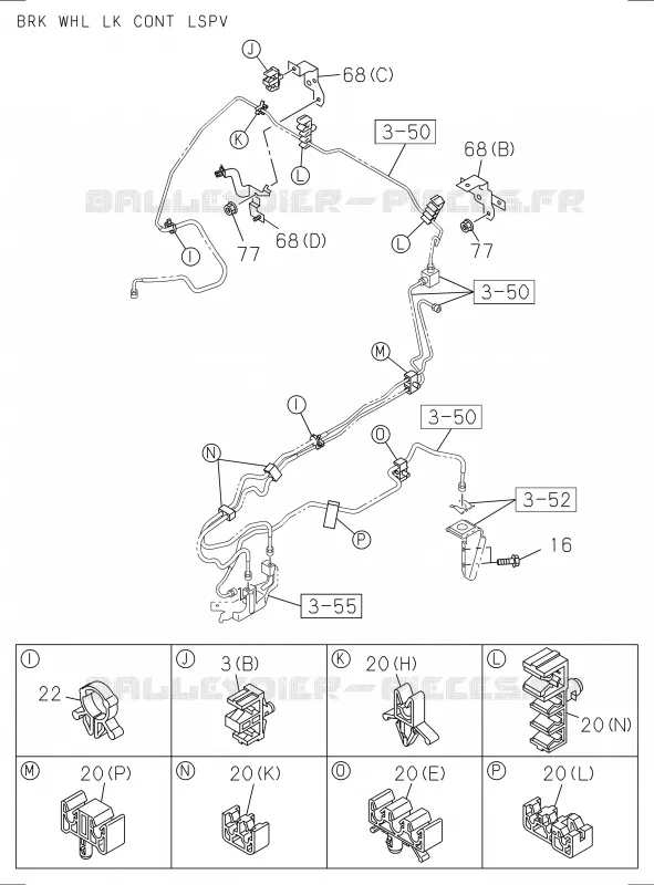 3-58 - Pièces de fixation - Tuyau de frein<br />[358A]BRAKE PIPING; FRONT NO.2 Isuzu PICK UP 2017 DMAX SPACE CAB 4X4 LONG 3.0L 4JJ1-TCX (LS0)