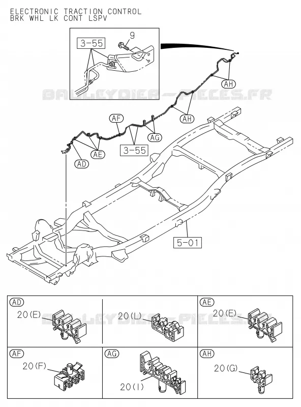 3-58 - Pièces de fixation - Tuyau de frein<br />[358A]BRAKE PIPING; REAR NO.2 Isuzu PICK UP 2017 DMAX SPACE CAB 4X2 LONG 1.9L DDI 120kW (163cv) RZ4E-TCX HI-POWER (LNC)