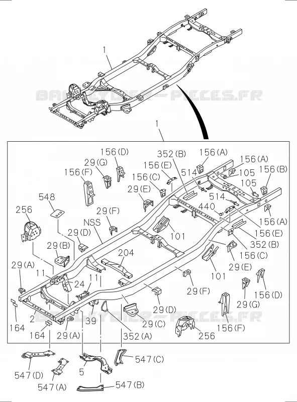 5-01 - Châssis et autres pièces<br />[501A]4X2 HIGH RIDE SUSPENSION,4X4 Isuzu PICK UP 2017 DMAX SPACE CAB 4X2 LONG 1.9L 110kW (150cv) RZ4E-TC (RDZ)