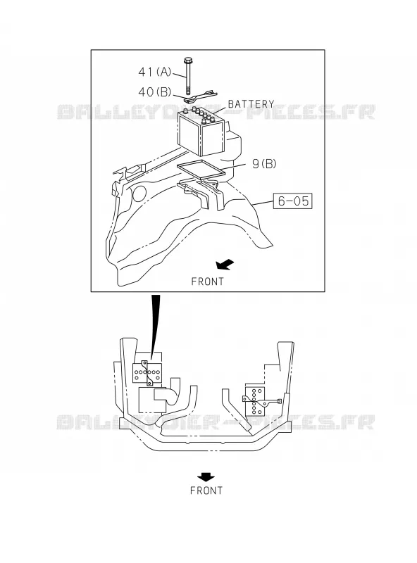 5-20 - Support batterie<br />[520A]BATTERY 75D26L-DUAL,80D26L-DUAL Isuzu PICK UP 2017 DMAX SPACE CAB 4X2 LONG 1.9L 110kW (150cv) RZ4E-TC (RDZ)