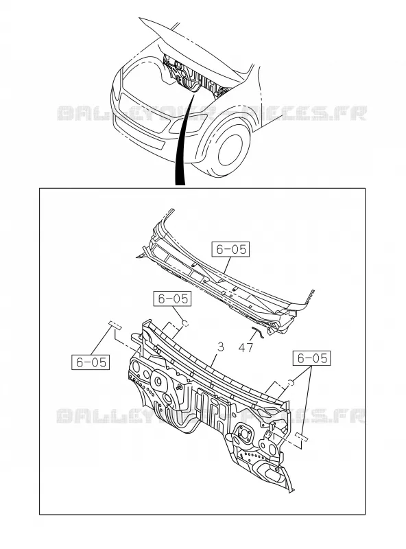 6-14 - Tableau de bord et jupe de pare-boue<br />[614A] Isuzu PICK UP 2017 DMAX SPACE CAB 4X4 LONG 3.0L 4JJ1-TCX (LS0)