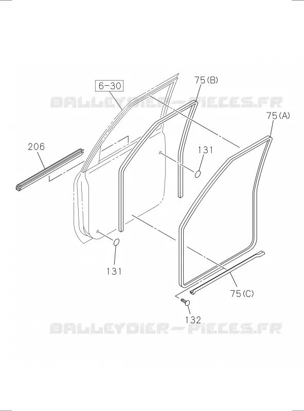 6-31 - Vitre de porte avant et lève-vitre<br />[631A]WEATHERSTRIP Isuzu PICK UP 2017 DMAX SPACE CAB 4X2 LONG 1.9L DDI 120kW (163cv) RZ4E-TCX HI-POWER (LNC)