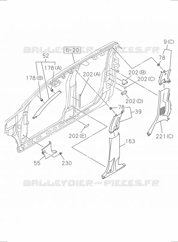 6-43 - Garniture latérale<br />[643A]CREW CAB Isuzu PICK UP 2017 DMAX SPACE CAB 4X4 LONG 3.0L 4JJ1-TCX (LS0)