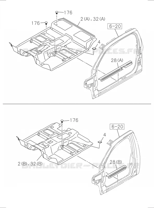 6-75 - Tapis et revêtement<br />[675A]EXTENDED AND REGULAR CAB Isuzu PICK UP 2017 DMAX SPACE CAB 4X4 LONG 3.0L 4JJ1-TCX (LS0)