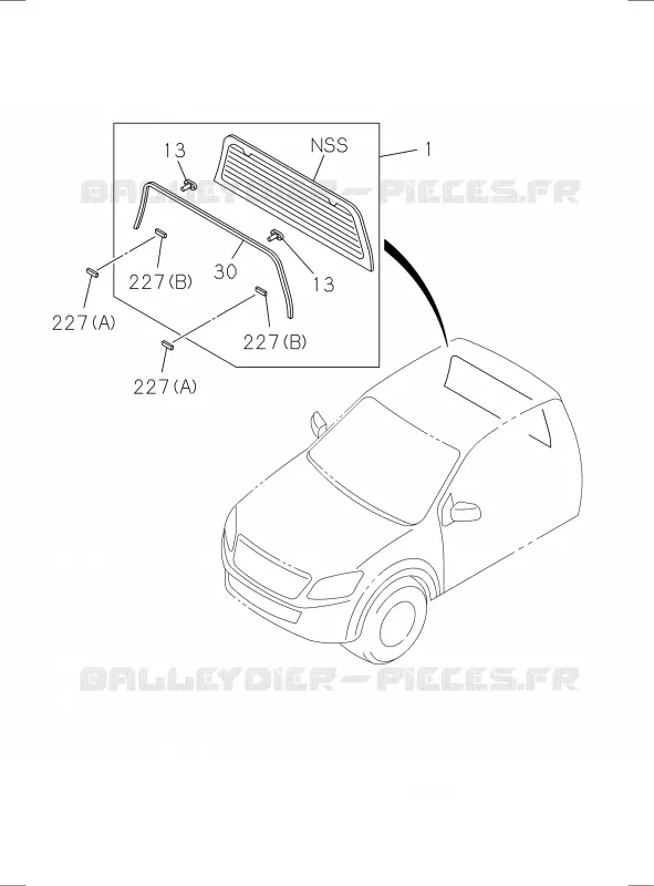 6-82 - Vitre derrière et joint<br />[682A] Isuzu PICK UP 2017 DMAX SPACE CAB 4X2 LONG 1.9L DDI 120kW (163cv) RZ4E-TCX HI-POWER (LNC)