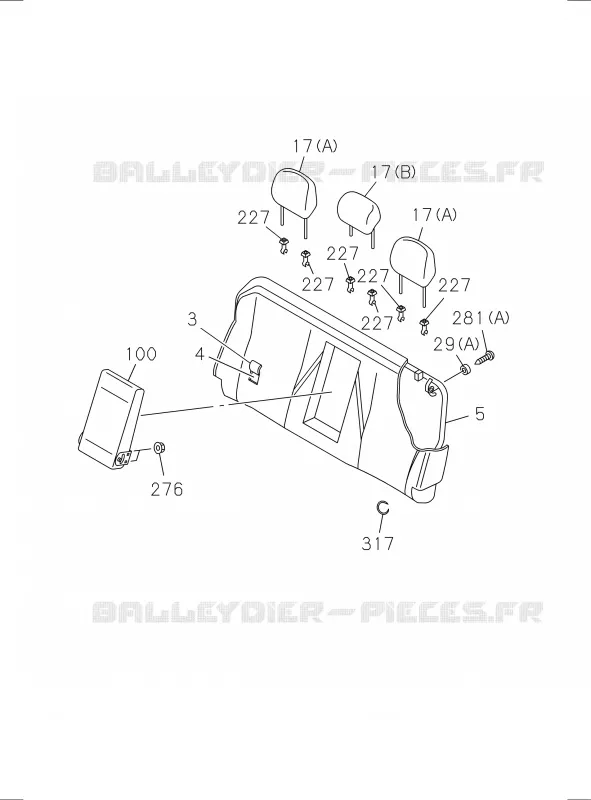 7-55 - Siège arrière<br />[755A]SEAT BACK; CREW CAB Isuzu PICK UP 2017 DMAX SPACE CAB 4X2 LONG 1.9L DDI 120kW (163cv) RZ4E-TCX HI-POWER (LNC)