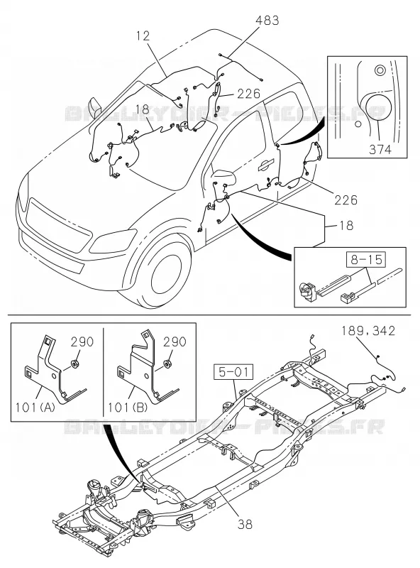 8-10 - Faisceau et fusible<br />[810A]HARNESS NO.3 Isuzu PICK UP 2017 DMAX SPACE CAB 4X2 LONG 1.9L DDI 120kW (163cv) RZ4E-TCX HI-POWER (LNC)