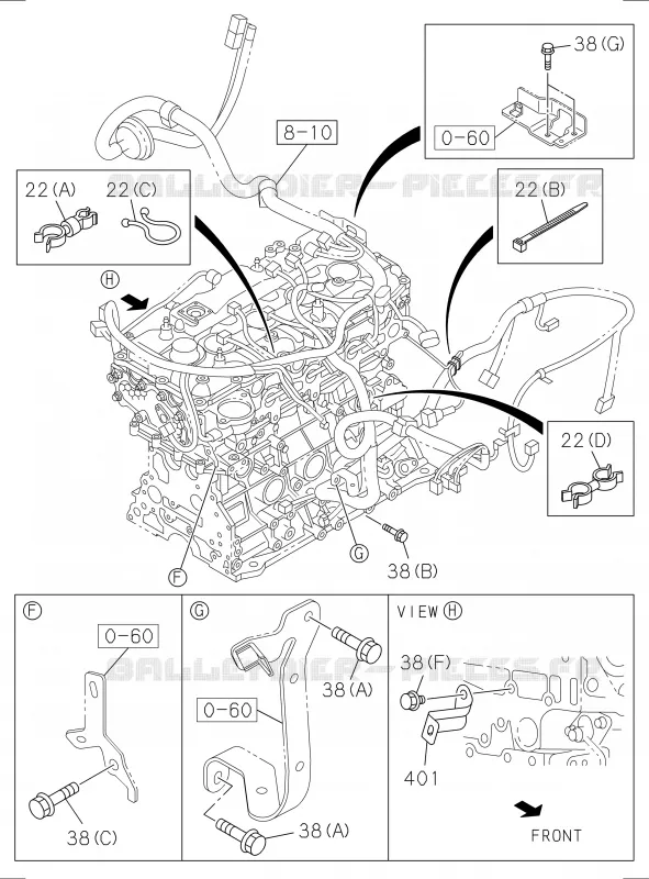8-15 - Pièces de fixation - Faisceau des câbles<br />[815A]BRACKET AND CLIP; 4JK1,4JJ1 Isuzu PICK UP 2017 DMAX SPACE CAB 4X2 LONG 1.9L DDI 120kW (163cv) RZ4E-TCX HI-POWER (LNC)