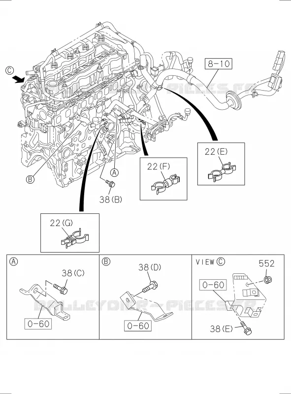 8-15 - Pièces de fixation - Faisceau des câbles<br />[815A]BRACKET AND CLIP; RZ4E Isuzu PICK UP 2017 DMAX SPACE CAB 4X2 LONG 1.9L DDI 120kW (163cv) RZ4E-TCX HI-POWER (LNC)