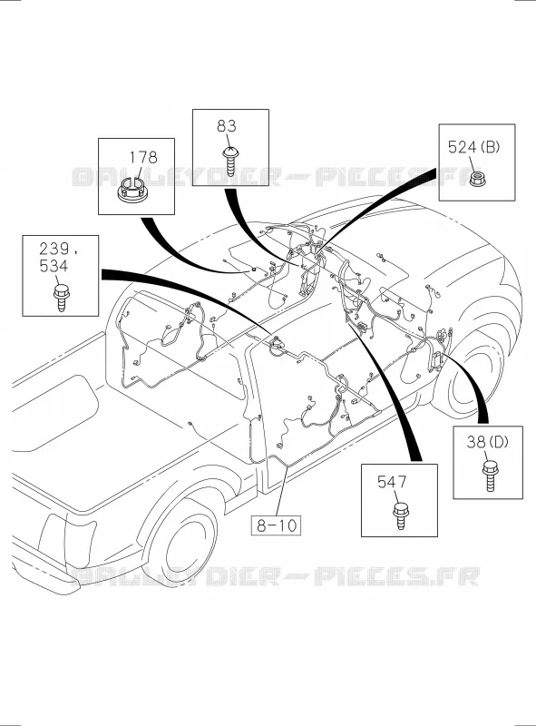 8-15 - Pièces de fixation - Faisceau des câbles<br />[815A]HARNESS NO.1 Isuzu PICK UP 2017 DMAX SPACE CAB 4X4 LONG 3.0L 4JJ1-TCX (LS0)
