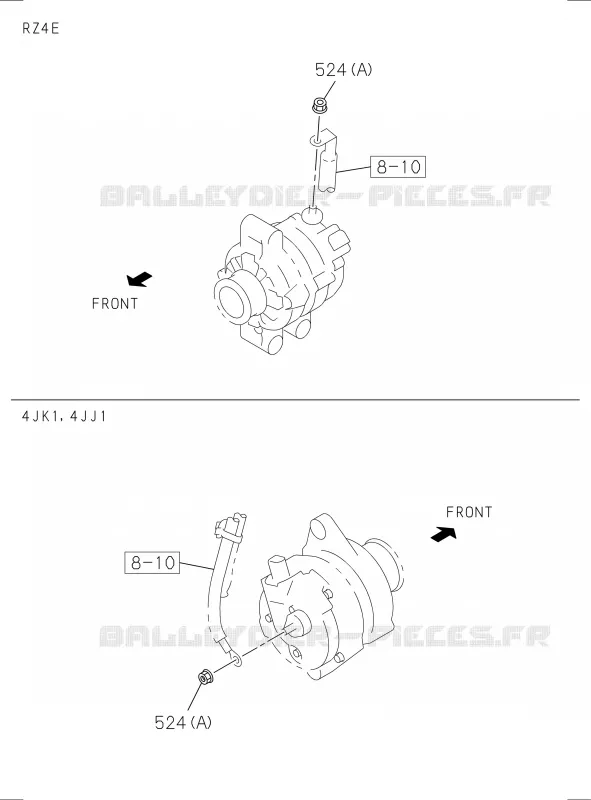 8-15 - Pièces de fixation - Faisceau des câbles<br />[815A]NUT; GENERATOR HARNESS Isuzu PICK UP 2017 DMAX SPACE CAB 4X4 LONG 3.0L 4JJ1-TCX (LS0)