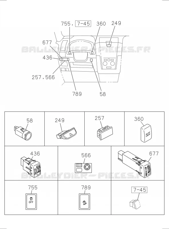 8-25 - Interrupteur et relais - Combiné de tableau de bord<br />[825A]SWITCH; COMB AND INST PANEL NO.2 Isuzu PICK UP 2017 DMAX SPACE CAB 4X4 LONG 3.0L 4JJ1-TCX (LS0)