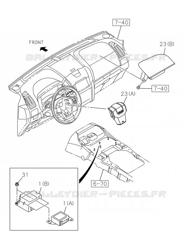 8-27 - Système airbag<br />[827A]AIR BAG; FRONT Isuzu PICK UP 2017 DMAX SPACE CAB 4X2 LONG 1.9L DDI 120kW (163cv) RZ4E-TCX HI-POWER (LNC)