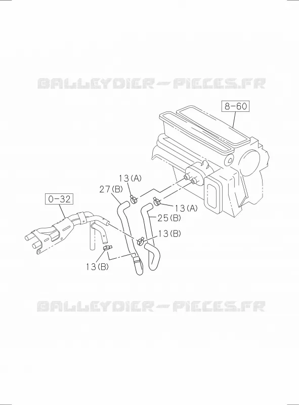 8-45 - Tuyauterie de chauffage<br />[845A]4JA1 Isuzu PICK UP 2017 DMAX SPACE CAB 4X2 LONG 1.9L DDI 120kW (163cv) RZ4E-TCX HI-POWER (LNC)