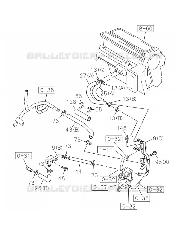 8-45 - Tuyauterie de chauffage<br />[845A]4JK1-TCY Isuzu PICK UP 2017 DMAX SPACE CAB 4X2 LONG 1.9L DDI 120kW (163cv) RZ4E-TCX HI-POWER (LNC)