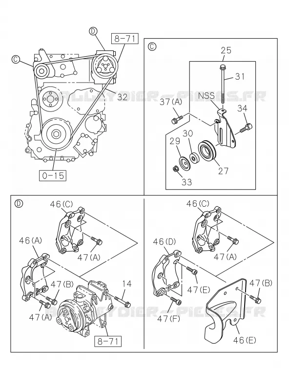 8-50 - Système de climatisation - Avant<br />[850A]BELT AND PULLEY; 4JK1,4JJ1 Isuzu PICK UP 2017 DMAX SPACE CAB 4X4 LONG 3.0L 4JJ1-TCX (LS0)