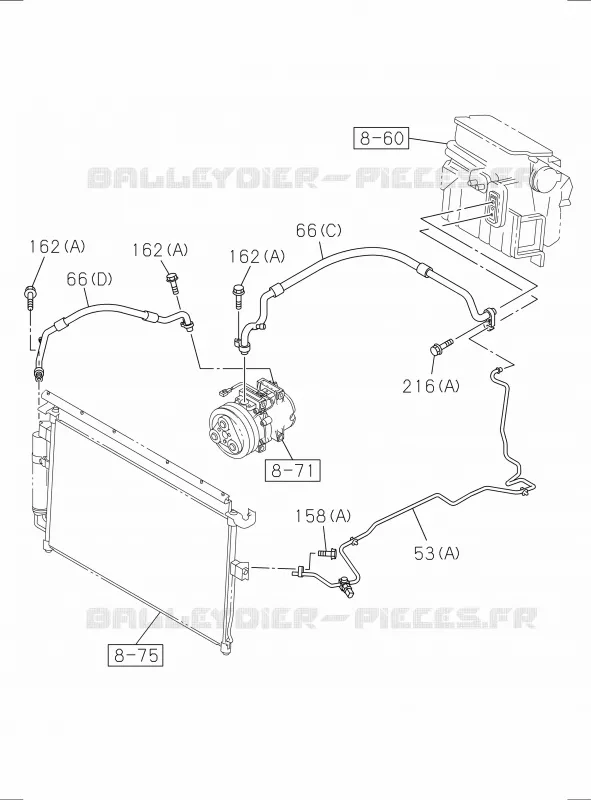 8-52 - Tuyauterie - Climatisation<br />[852A]PIPING; 4JA1 Isuzu PICK UP 2017 DMAX SPACE CAB 4X2 LONG 1.9L DDI 120kW (163cv) RZ4E-TCX HI-POWER (LNC)