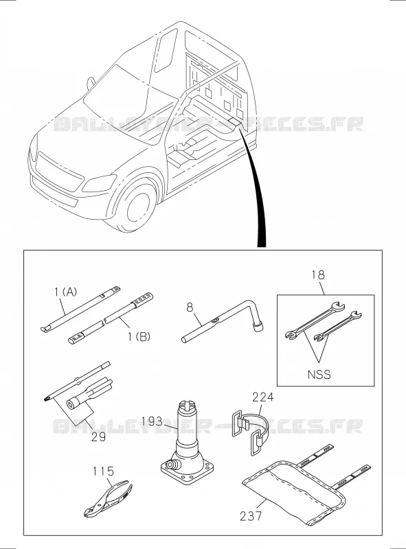 9-01 - Outils<br />[901A] Isuzu PICK UP 2017 DMAX SPACE CAB 4X2 LONG 1.9L DDI 120kW (163cv) RZ4E-TCX HI-POWER (LNC)