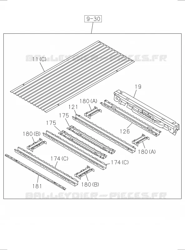 9-31 - Carrosserie arrière - Plancher et garde-boue<br />[931A]EXC.REAR BODY FLAT BED; REGULAR CAB Isuzu PICK UP 2017 DMAX SPACE CAB 4X2 LONG 1.9L DDI 120kW (163cv) RZ4E-TCX HI-POWER (LNC)
