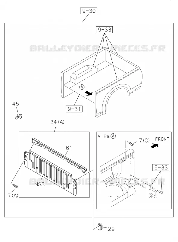 9-32 - Carrosserie arrière - Protection châssis<br />[932A]EXC.REAR BODY FLAT BED; EXTENDED CAB Isuzu PICK UP 2017 DMAX SPACE CAB 4X2 LONG 1.9L DDI 120kW (163cv) RZ4E-TCX HI-POWER (LNC)