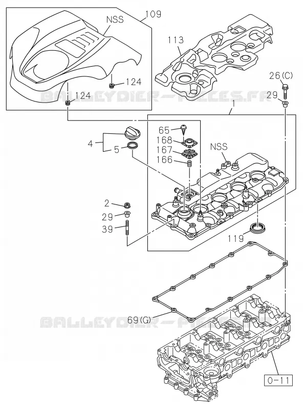 0-10 - Cache culbuteur<br />[010A]4JK1-TCS,4JK1-TCY Isuzu PICK UP 2019 DMAX CREW CAB 4X4 LONG 3.0L 4JJ1-TCX (LS0)