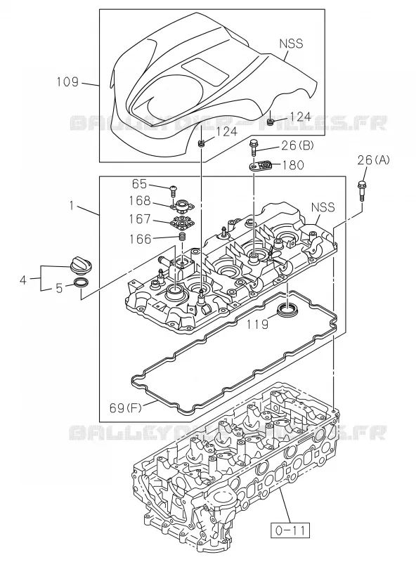 0-10 - Cache culbuteur<br />[010A]4JK1-TCX,4JJ1 Isuzu PICK UP 2019 DMAX CREW CAB 4X4 LONG 3.0L 4JJ1-TCX (LS0)