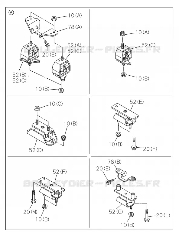 0-22 - Support de fixation moteur<br />[022A]REAR Isuzu PICK UP 2019 DMAX CREW CAB 4X4 LONG 3.0L 4JJ1-TCX (LS0)