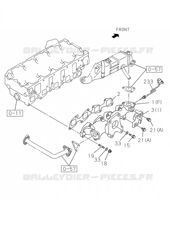0-27 - Collecteur d’échappement<br />[027A]4JJ1 EURO5 Isuzu PICK UP 2019 DMAX CREW CAB 4X4 LONG 3.0L 4JJ1-TCX (LS0)