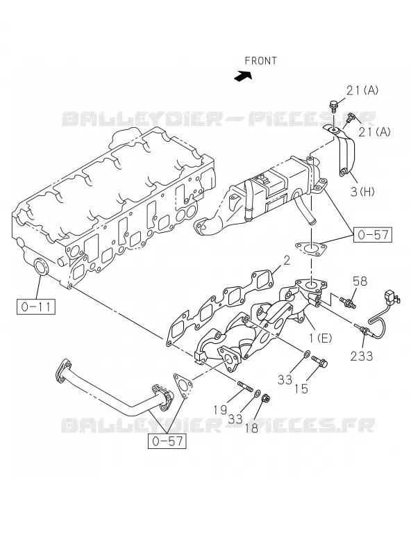 0-27 - Collecteur d’échappement<br />[027A]4JK1-TCY Isuzu PICK UP 2019 DMAX CREW CAB 4X4 LONG 3.0L 4JJ1-TCX (LS0)