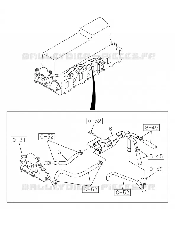 0-32 - Tuyauterie eau, moteur<br />[032A]4JA1 NO.2 Isuzu PICK UP 2019 DMAX CREW CAB 4X4 LONG 3.0L 4JJ1-TCX (LS0)