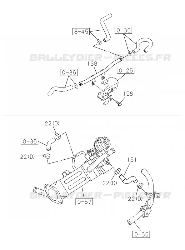 0-32 - Tuyauterie eau, moteur<br />[032A]RZ4E Isuzu PICK UP 2019 DMAX CREW CAB 4X4 LONG 3.0L 4JJ1-TCX (LS0)