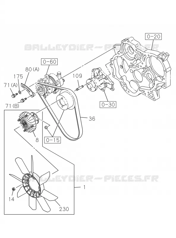 0-33 - Ventilateur et courroie ventilateur<br />[033A]4JA1 Isuzu PICK UP 2019 DMAX CREW CAB 4X4 LONG 3.0L 4JJ1-TCX (LS0)