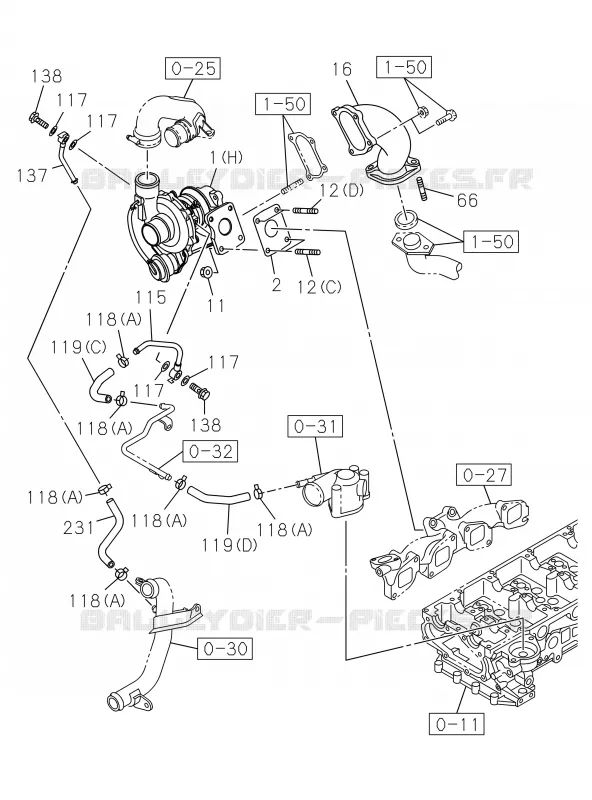 0-36 - SYSTEME Turbocompresseur<br />[036A]4JK1-TCS Isuzu PICK UP 2019 DMAX CREW CAB 4X4 LONG 3.0L 4JJ1-TCX (LS0)