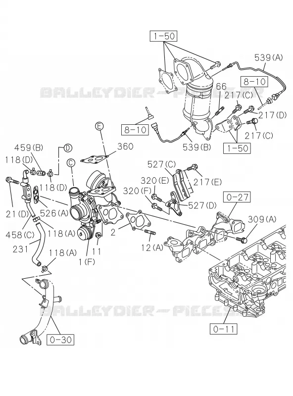 0-36 - SYSTEME Turbocompresseur<br />[036A]4JK1-TCY NO.2 Isuzu PICK UP 2019 DMAX CREW CAB 4X4 LONG 2.5L 100kW (136cv) 4JK1-TCX (LR0)