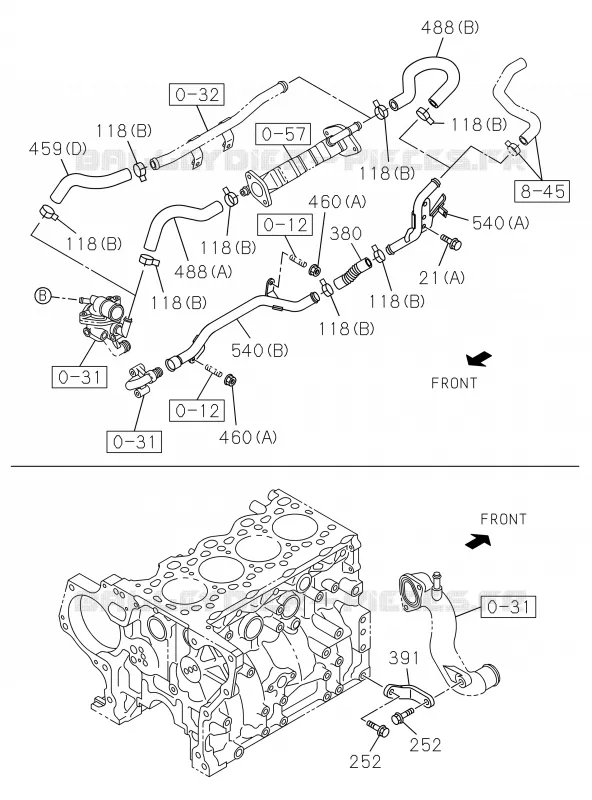 0-36 - SYSTEME Turbocompresseur<br />[036A]WATER PIPE; RZ4E-TC Isuzu PICK UP 2019 DMAX CREW CAB 4X4 LONG 3.0L 4JJ1-TCX (LS0)