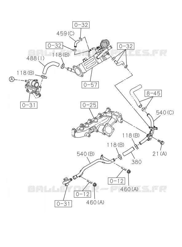 0-36 - SYSTEME Turbocompresseur<br />[036A]WATER PIPE; RZ4E-TCX Isuzu PICK UP 2019 DMAX CREW CAB 4X4 LONG 3.0L 4JJ1-TCX (LS0)