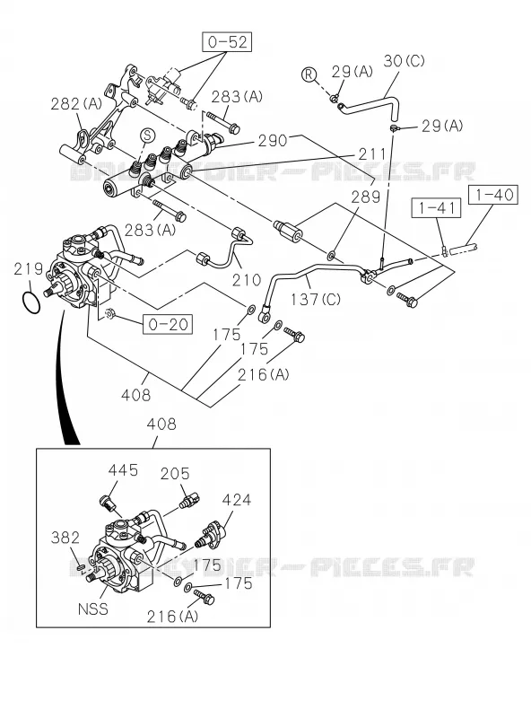 0-40 - Système injection carburant<br />[040A]4JK1-TCX,4JJ1 EXC.EURO5 NO.2 Isuzu PICK UP 2019 DMAX CREW CAB 4X4 LONG 3.0L 4JJ1-TCX (LS0)